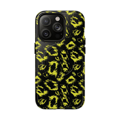 Neon Yellow Leopard Magnetic Case