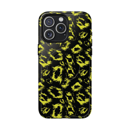 Neon Yellow Leopard Magnetic Case