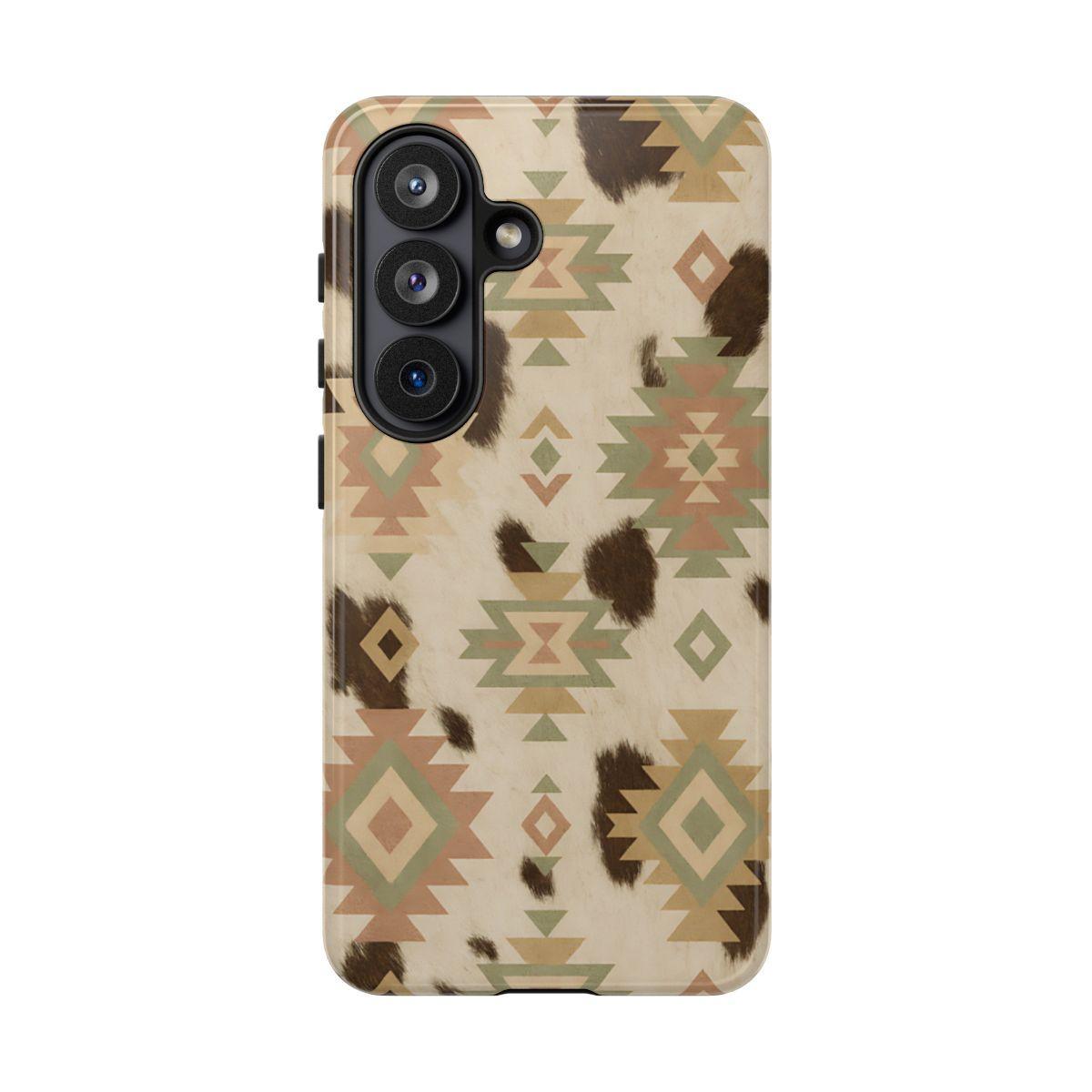Neutral Aztec + Cowhide Tough Case
