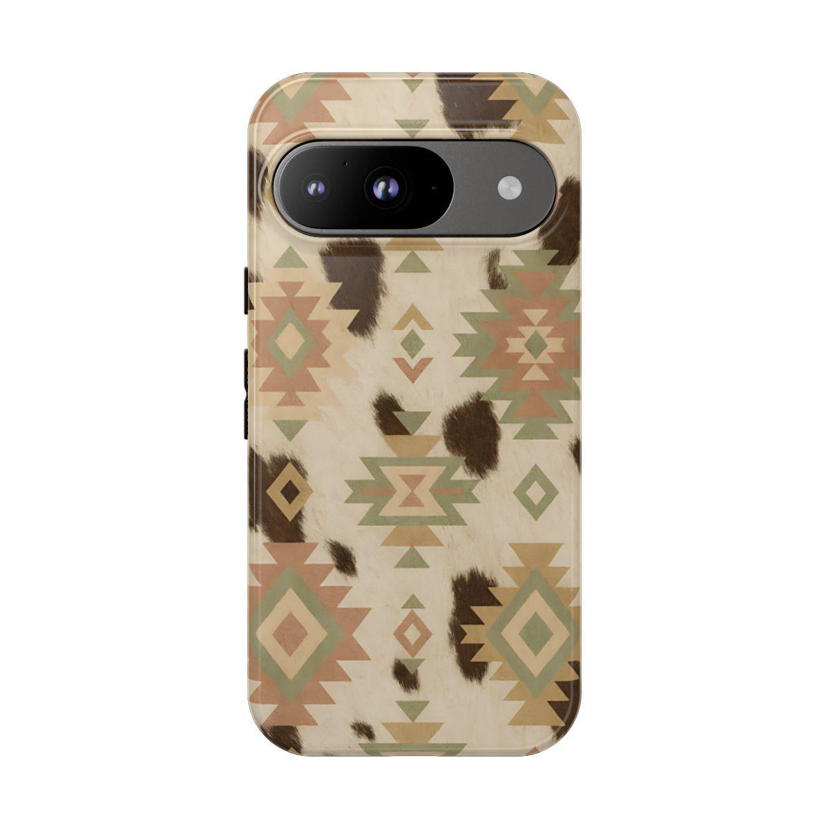Neutral Aztec + Cowhide Tough Case