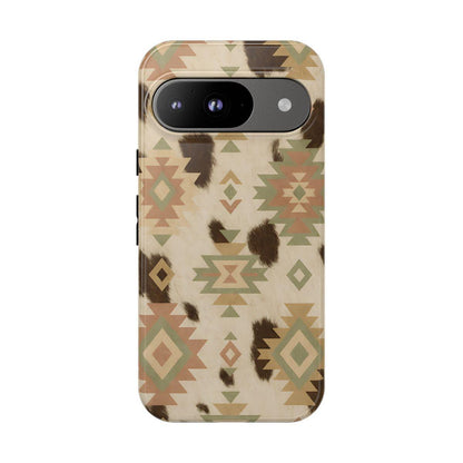 Neutral Aztec + Cowhide Tough Case