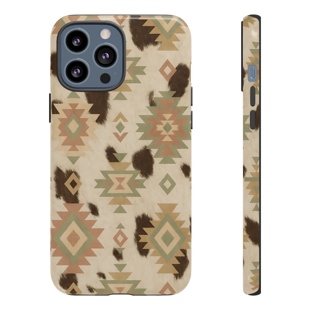 Neutral Aztec + Cowhide Tough Case