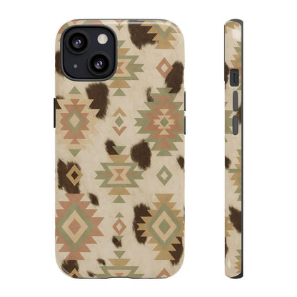 Neutral Aztec + Cowhide Tough Case
