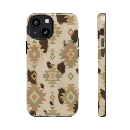 Neutral Aztec + Cowhide Tough Case