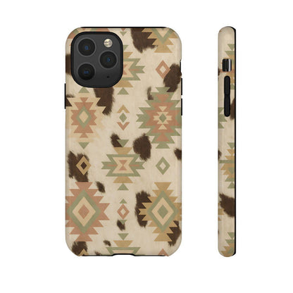 Neutral Aztec + Cowhide Tough Case