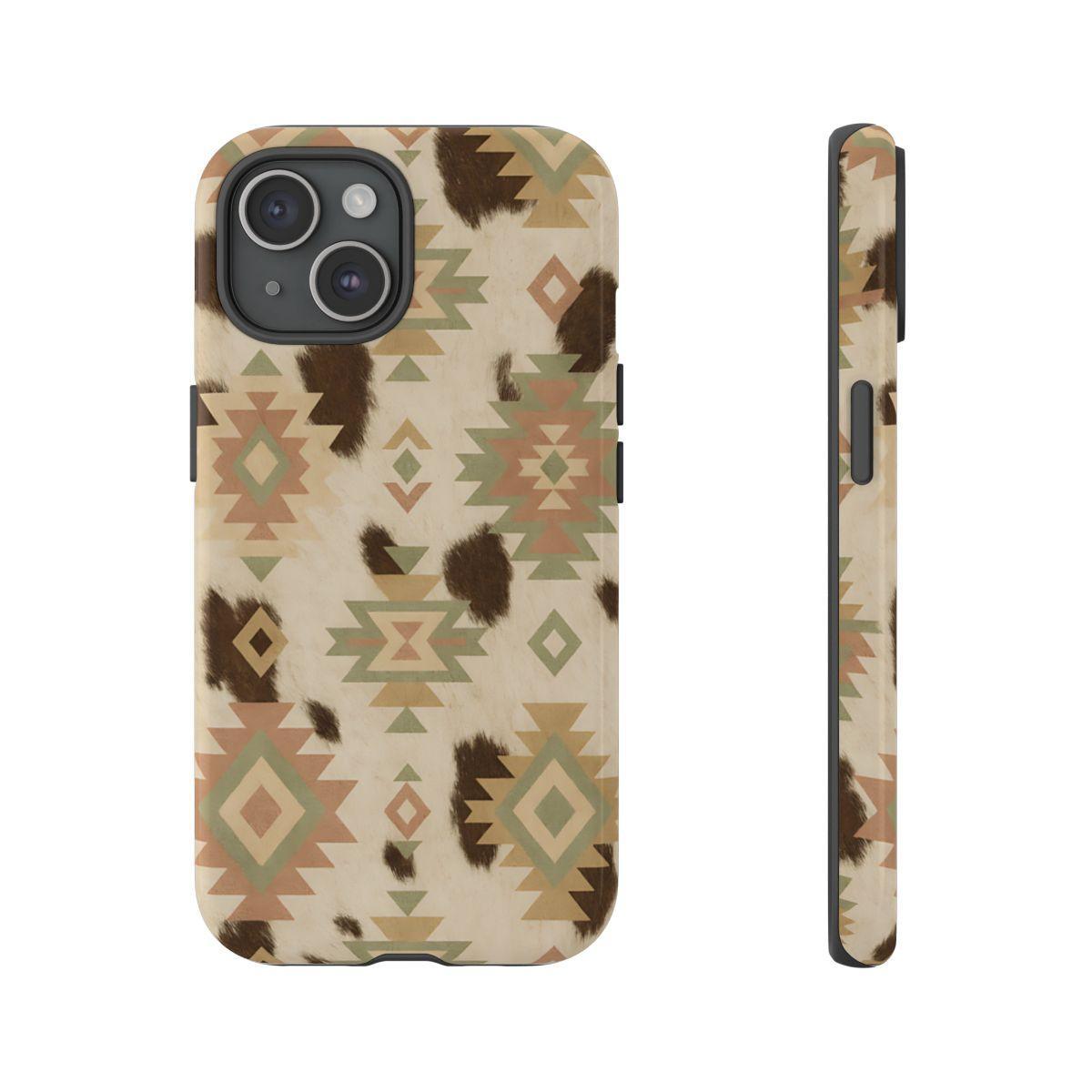 Neutral Aztec + Cowhide Tough Case