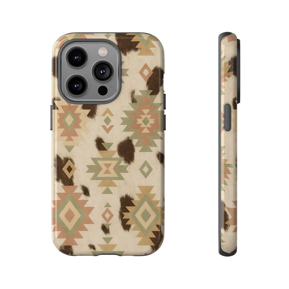 Neutral Aztec + Cowhide Tough Case