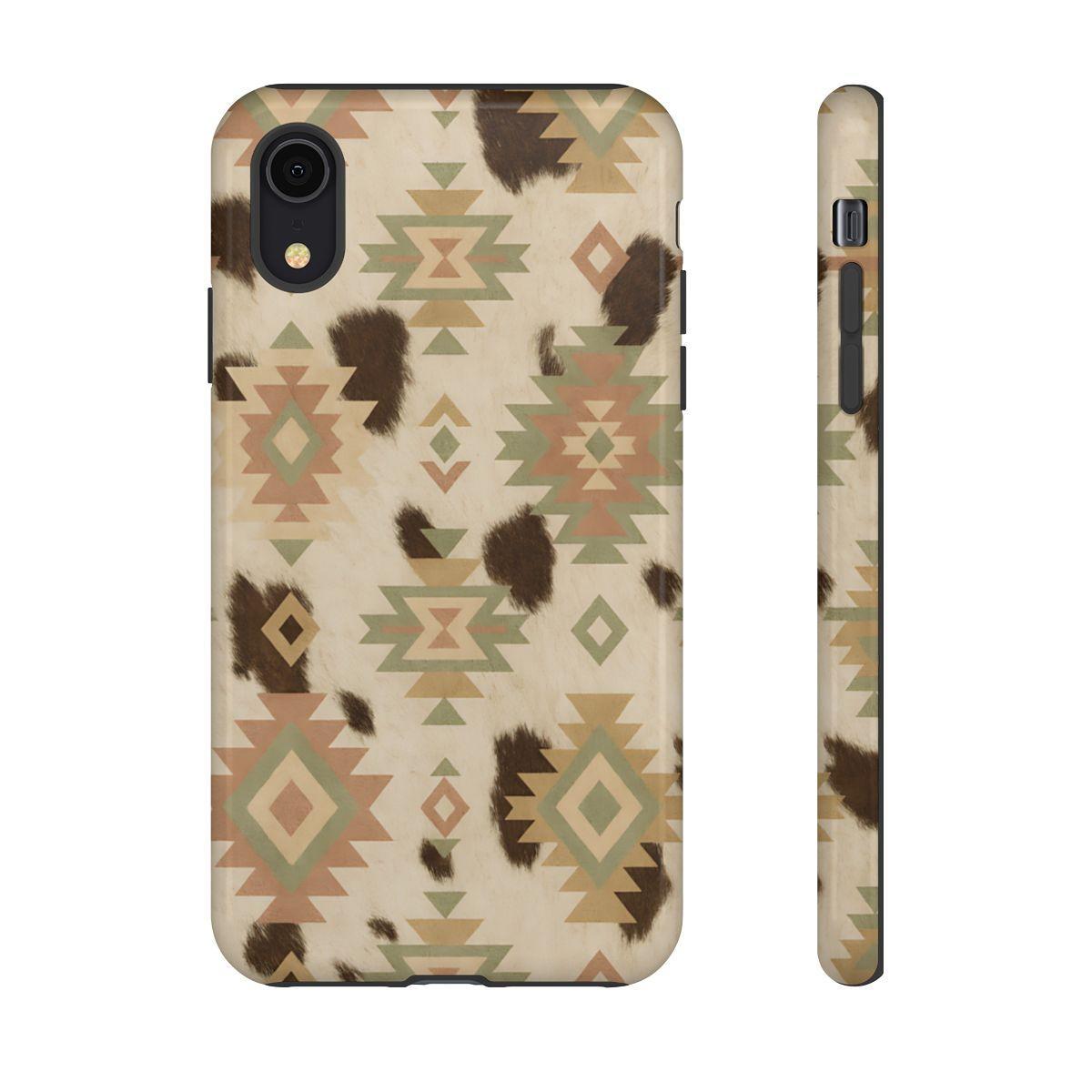 Neutral Aztec + Cowhide Tough Case