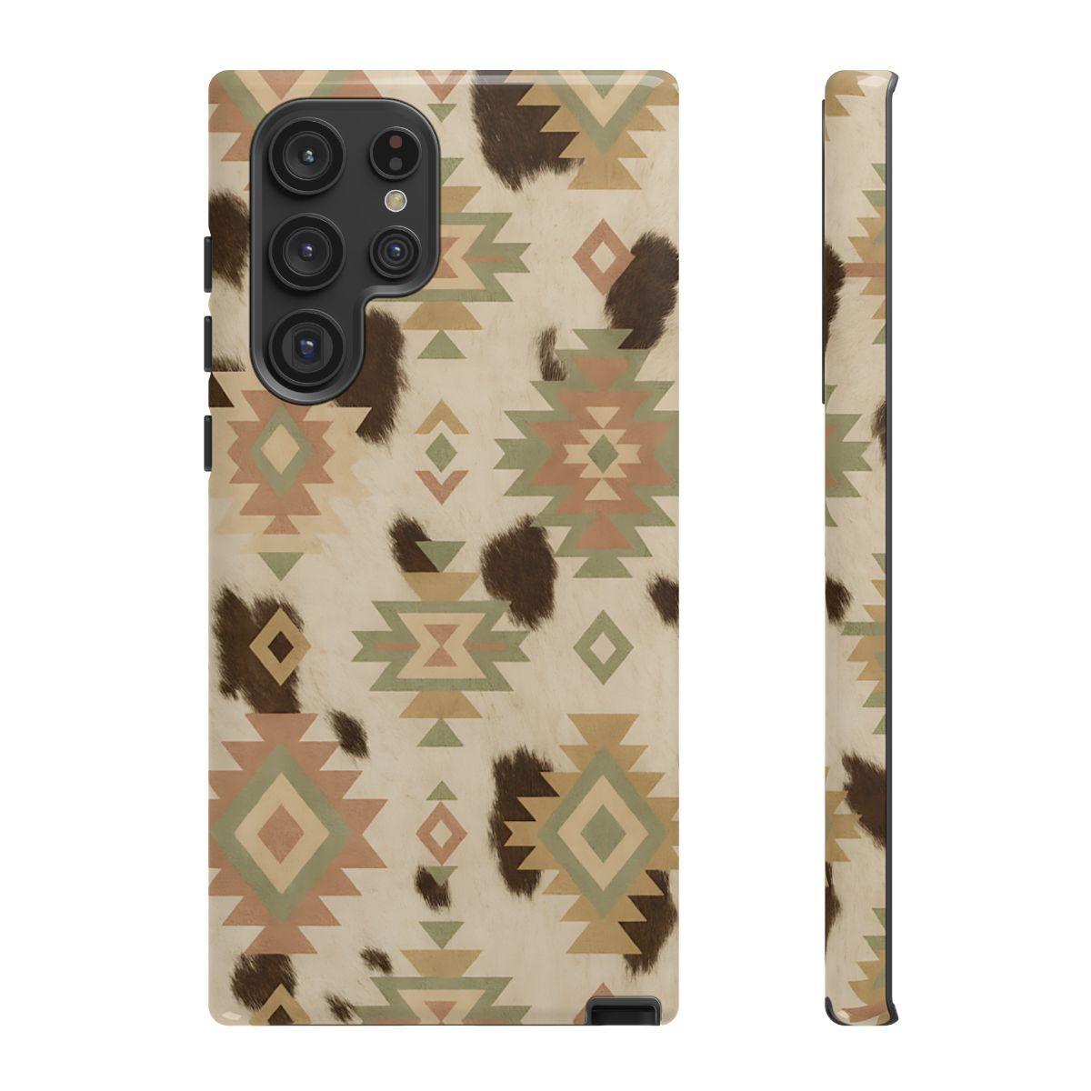 Neutral Aztec + Cowhide Tough Case