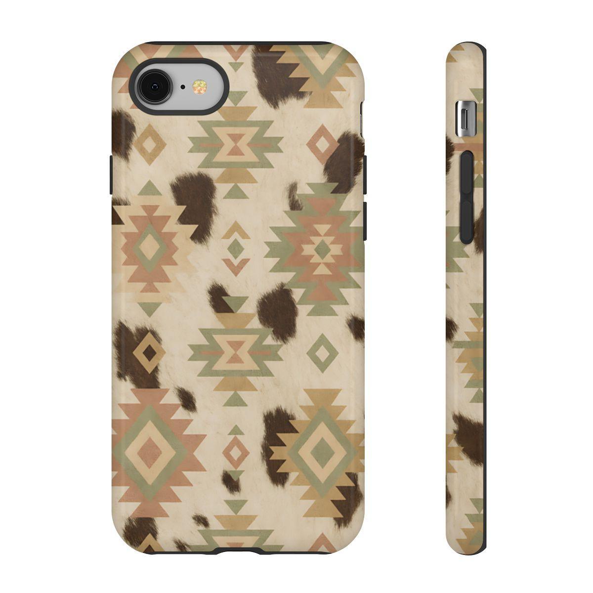 Neutral Aztec + Cowhide Tough Case