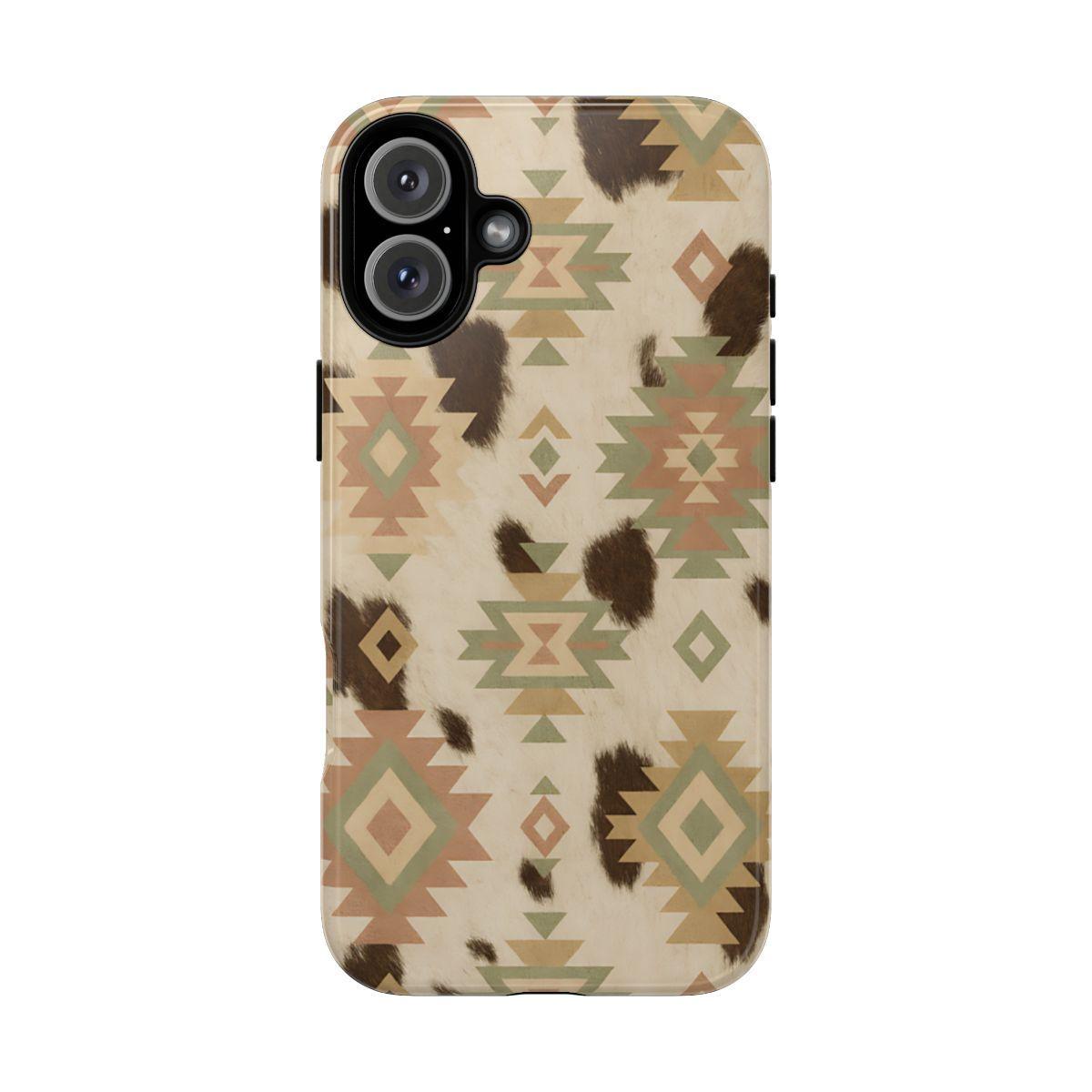Neutral Aztec + Cowhide Tough Case