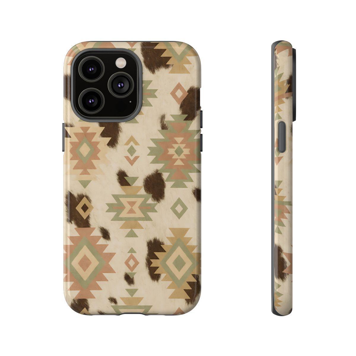 Neutral Aztec + Cowhide Tough Case