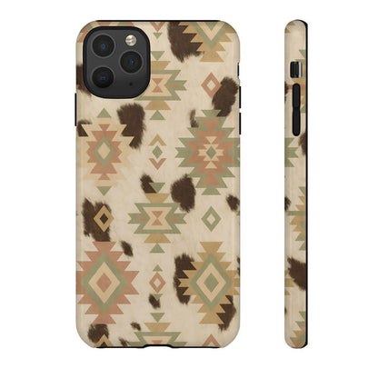 Neutral Aztec + Cowhide Tough Case