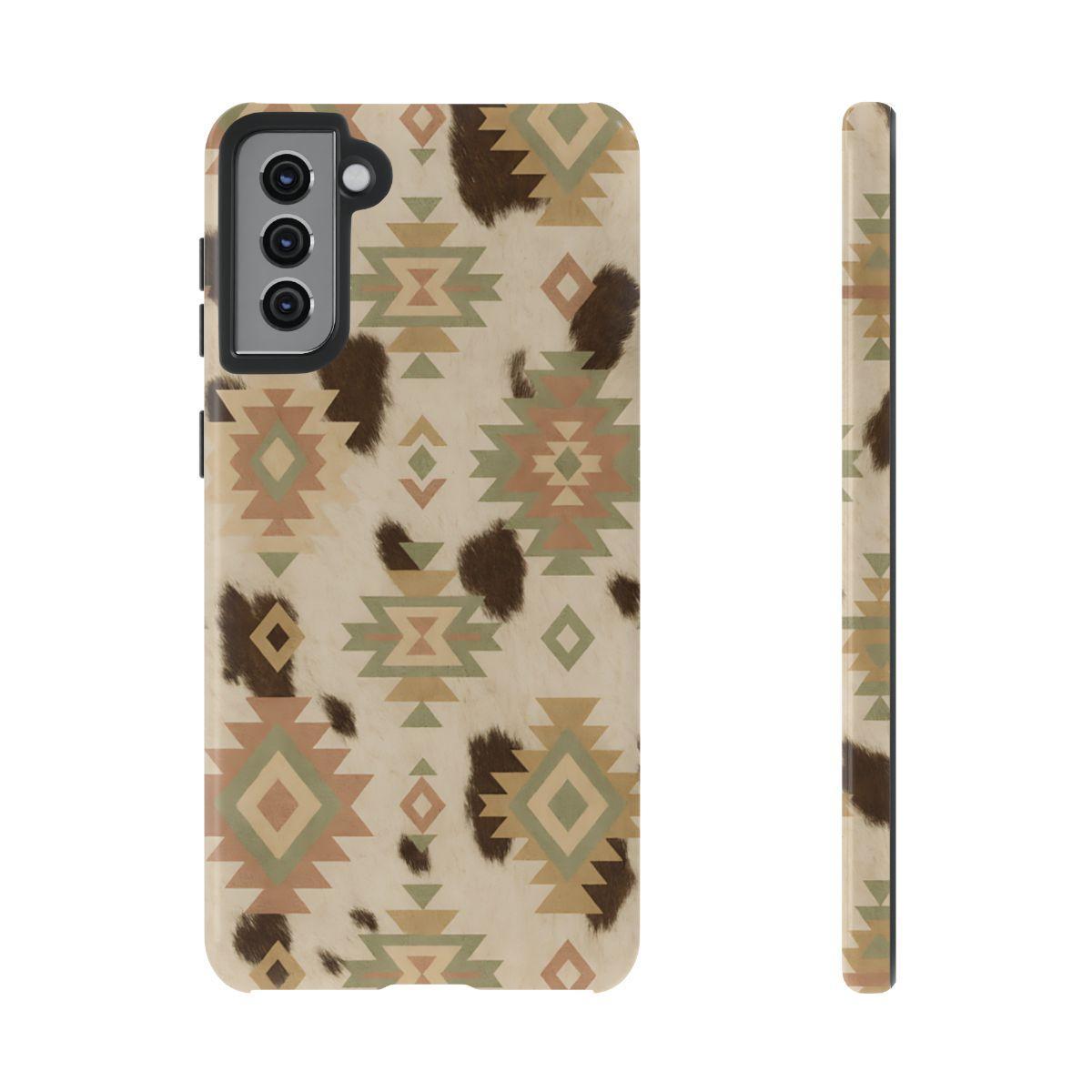 Neutral Aztec + Cowhide Tough Case