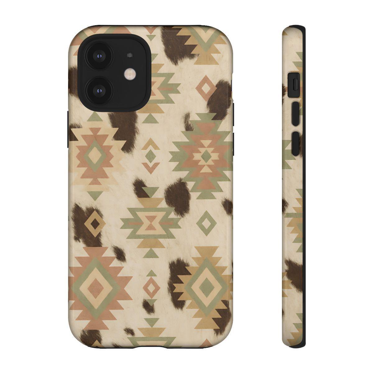 Neutral Aztec + Cowhide Tough Case