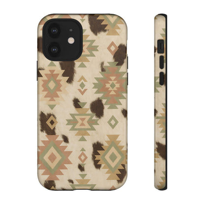 Neutral Aztec + Cowhide Tough Case