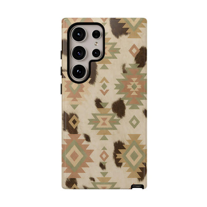 Neutral Aztec + Cowhide Tough Case