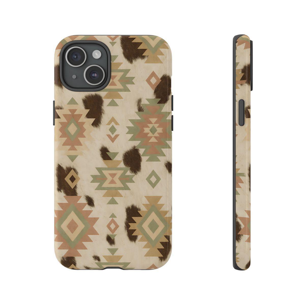 Neutral Aztec + Cowhide Tough Case