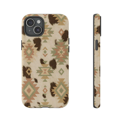 Neutral Aztec + Cowhide Tough Case