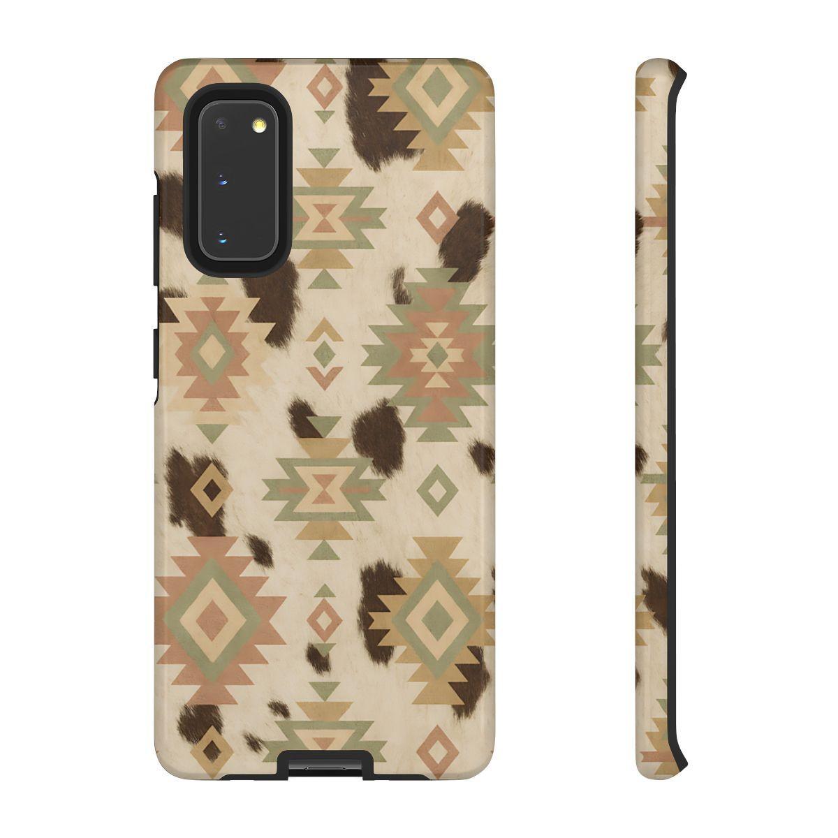 Neutral Aztec + Cowhide Tough Case
