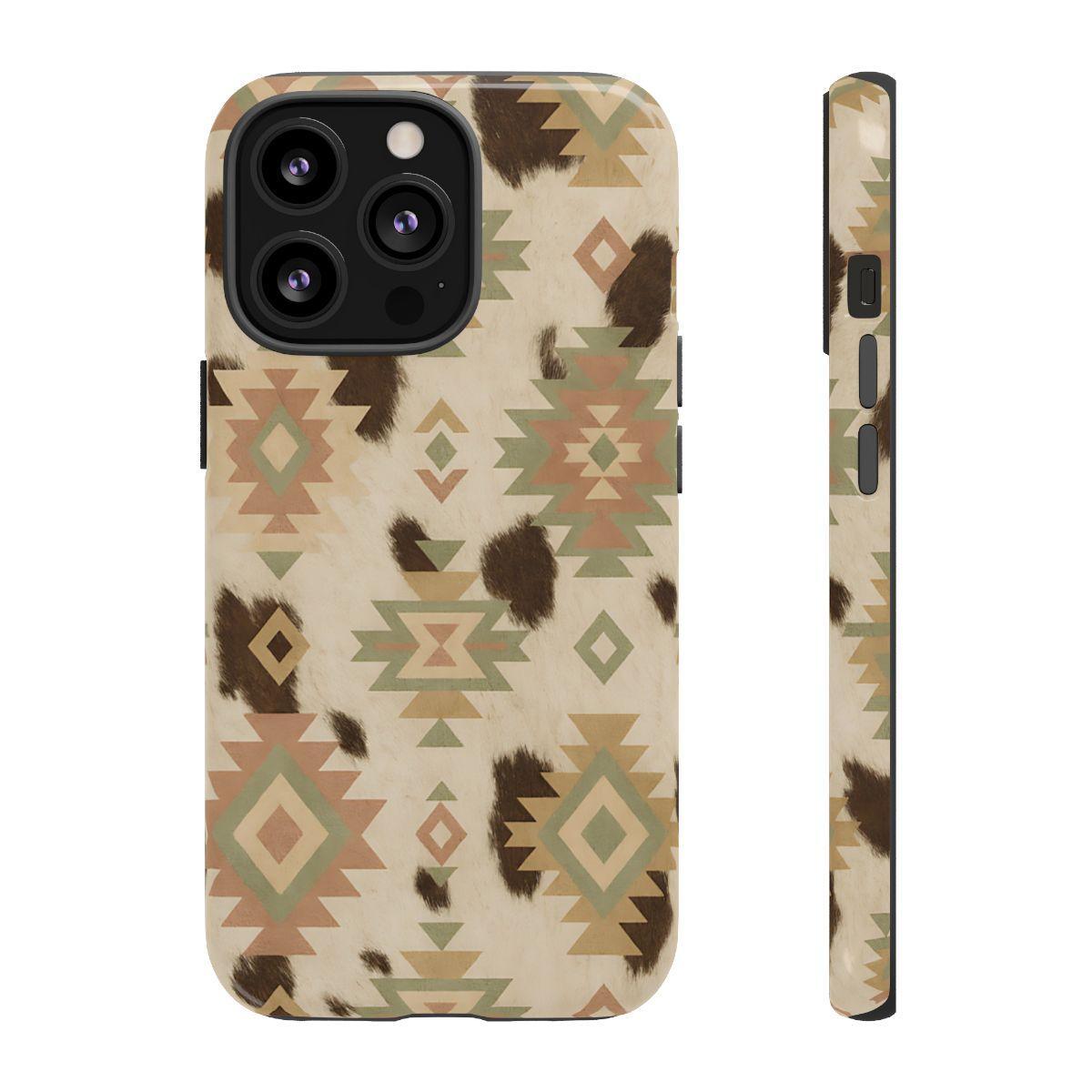 Neutral Aztec + Cowhide Tough Case