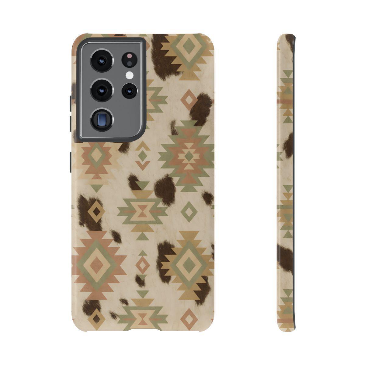 Neutral Aztec + Cowhide Tough Case
