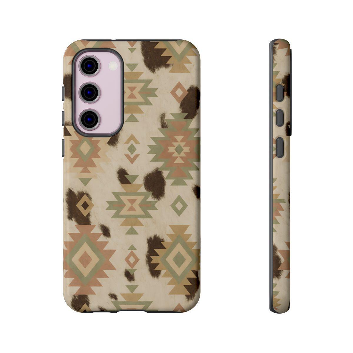Neutral Aztec + Cowhide Tough Case