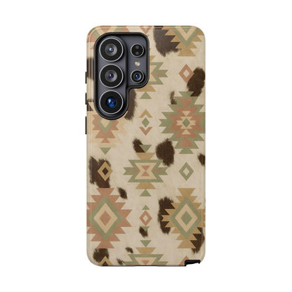 Neutral Aztec + Cowhide Tough Case