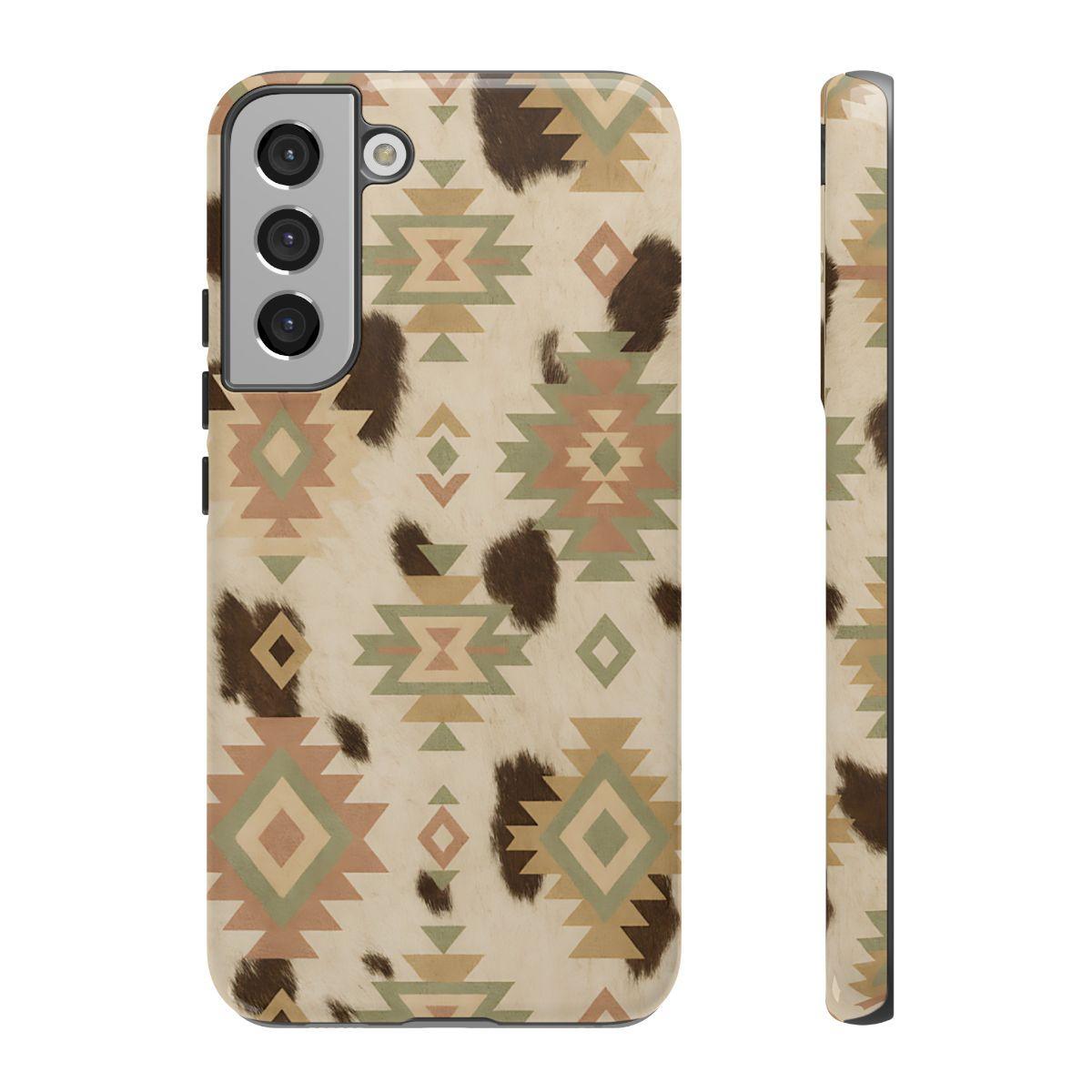 Neutral Aztec + Cowhide Tough Case