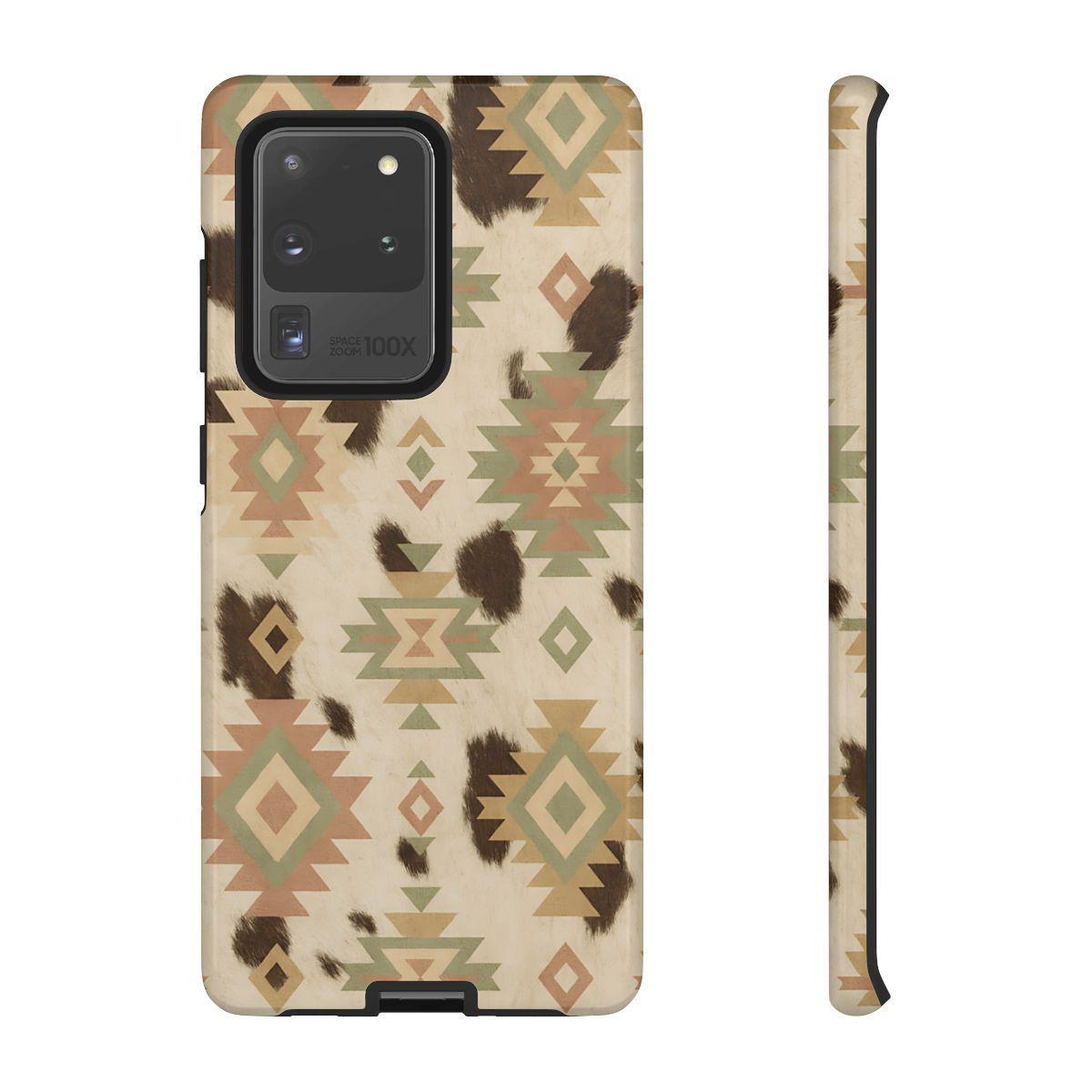 Neutral Aztec + Cowhide Tough Case