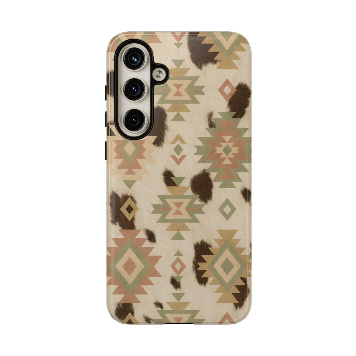 Neutral Aztec + Cowhide Tough Case
