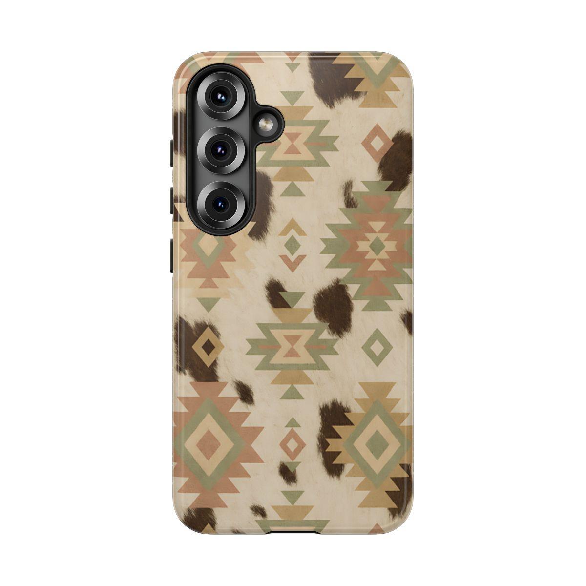 Neutral Aztec + Cowhide Tough Case