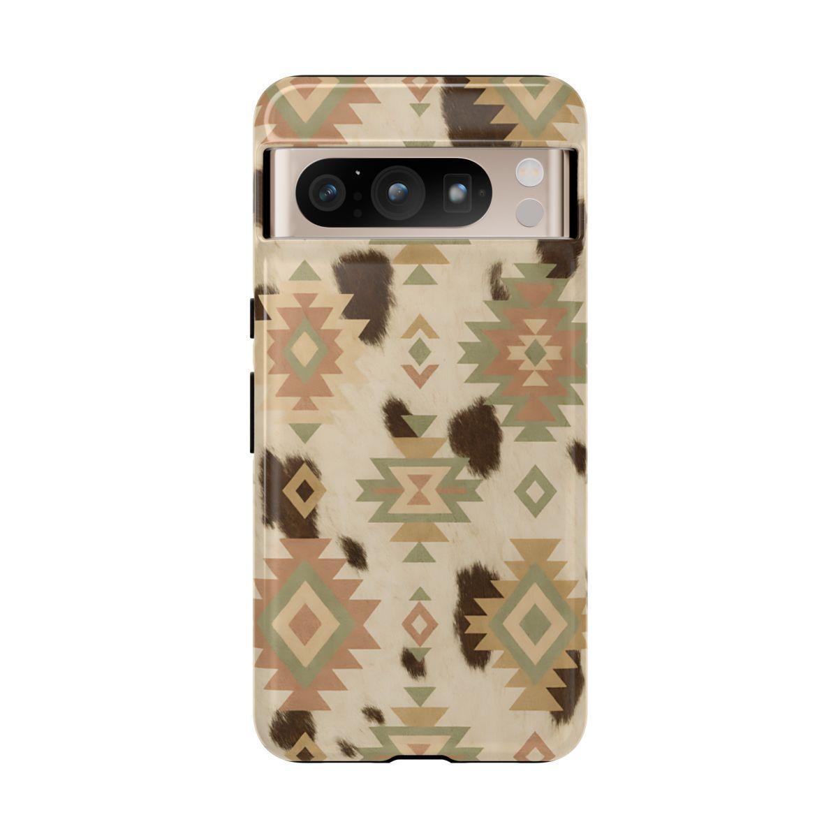 Neutral Aztec + Cowhide Tough Case