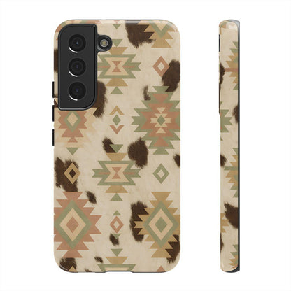 Neutral Aztec + Cowhide Tough Case