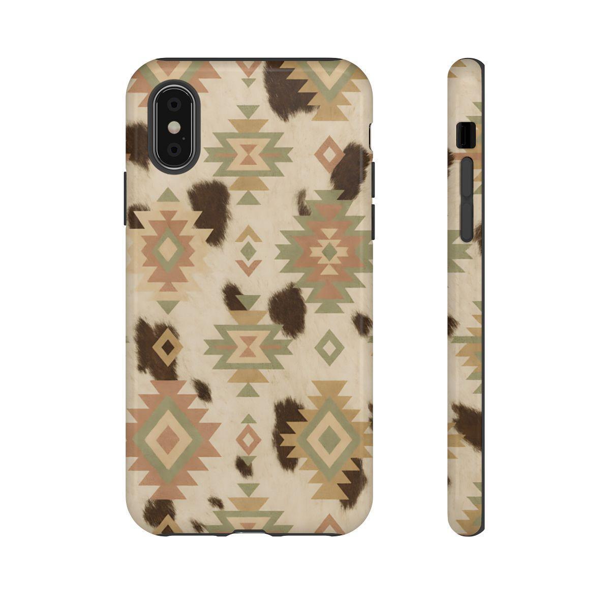 Neutral Aztec + Cowhide Tough Case