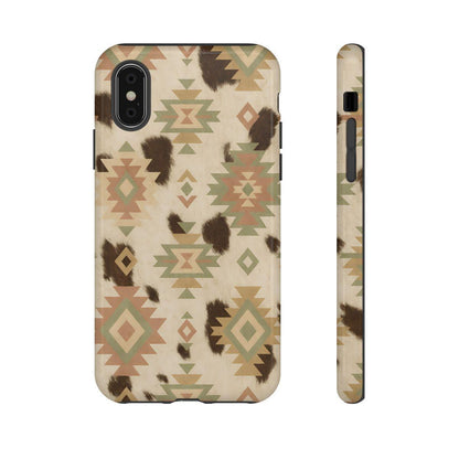Neutral Aztec + Cowhide Tough Case