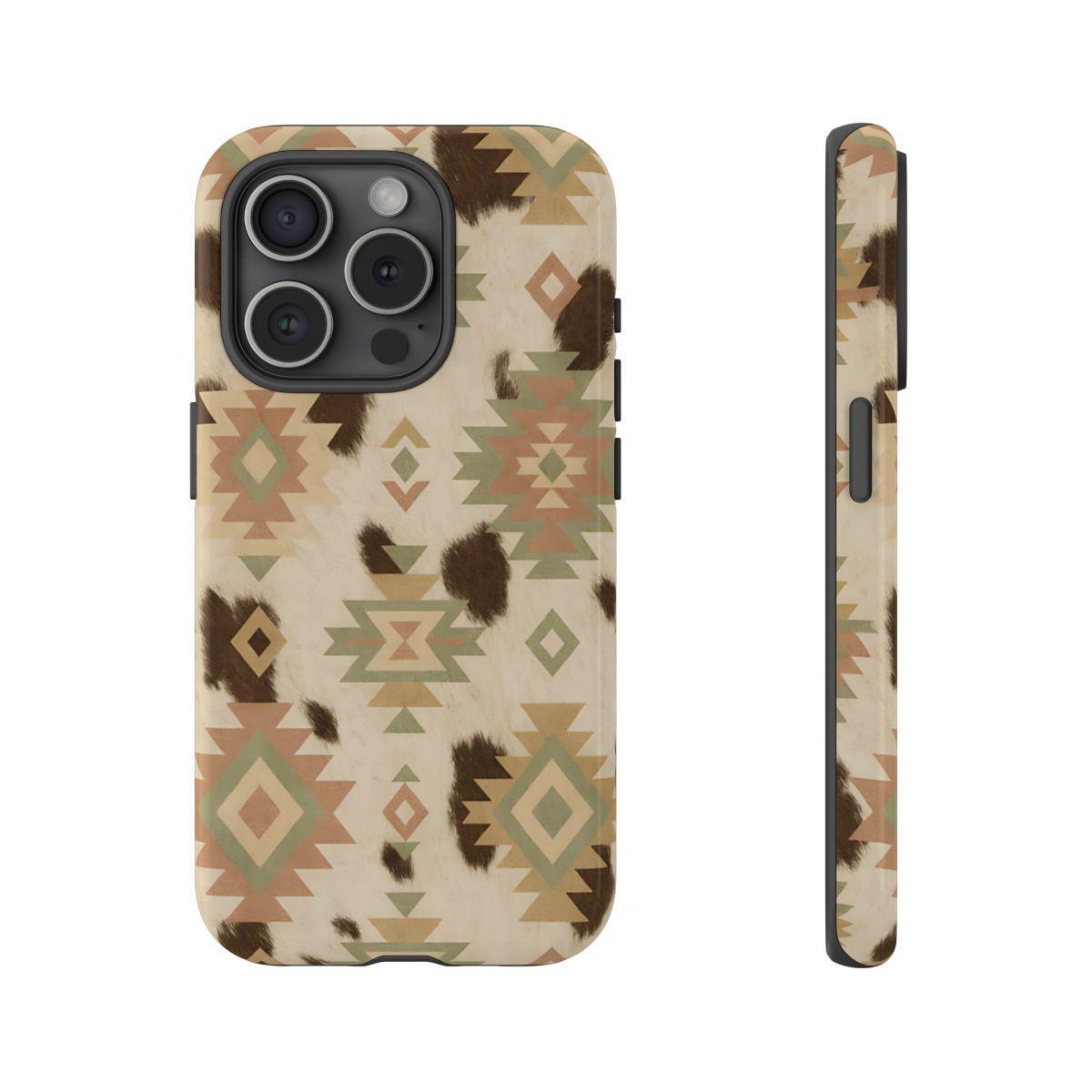 Neutral Aztec + Cowhide Tough Case