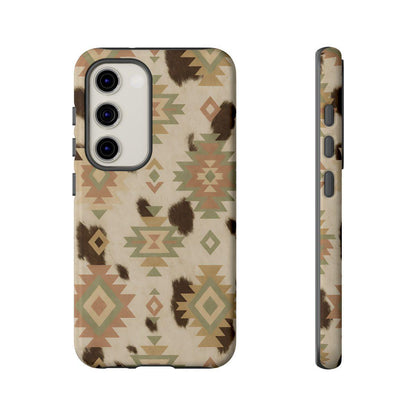 Neutral Aztec + Cowhide Tough Case