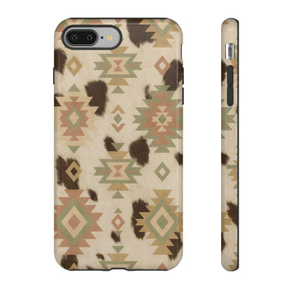 Neutral Aztec + Cowhide Tough Case