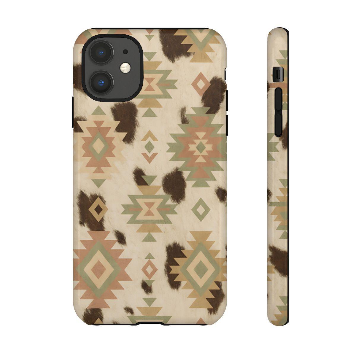 Neutral Aztec + Cowhide Tough Case