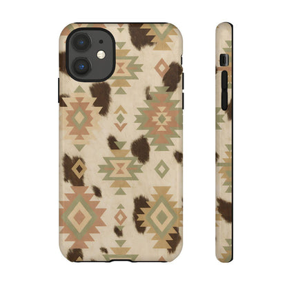 Neutral Aztec + Cowhide Tough Case
