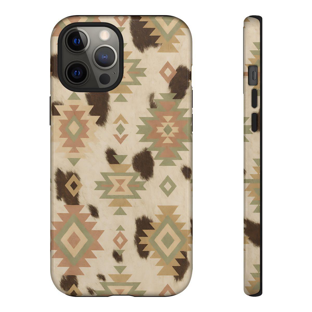 Neutral Aztec + Cowhide Tough Case