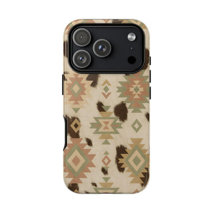 Neutral Aztec + Cowhide Tough Case
