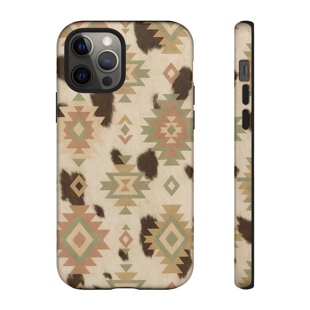 Neutral Aztec + Cowhide Tough Case