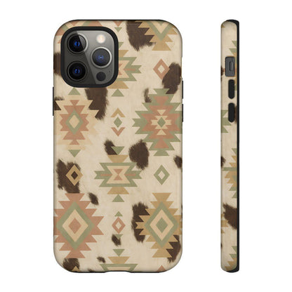 Neutral Aztec + Cowhide Tough Case