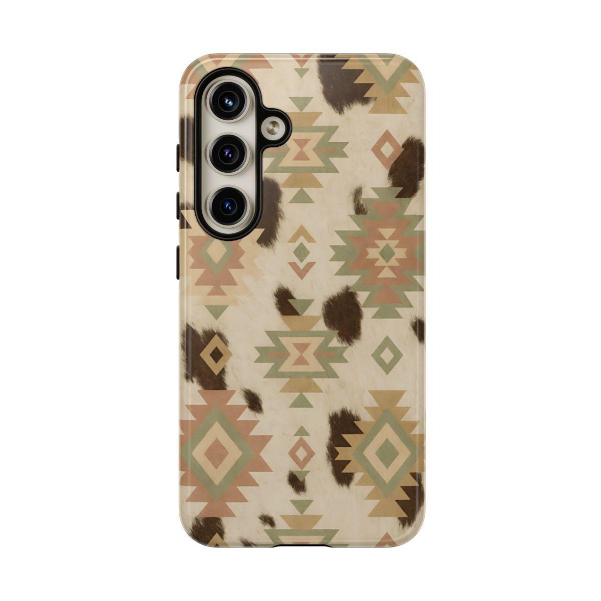 Neutral Aztec + Cowhide Tough Case