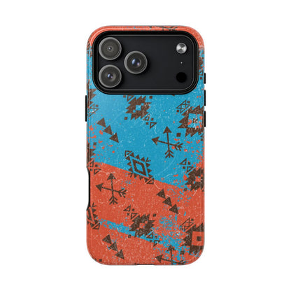 Orange Blue Aztec Grunge Magnetic Case