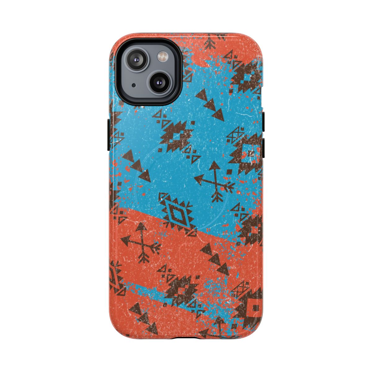 Orange Blue Aztec Grunge Magnetic Case
