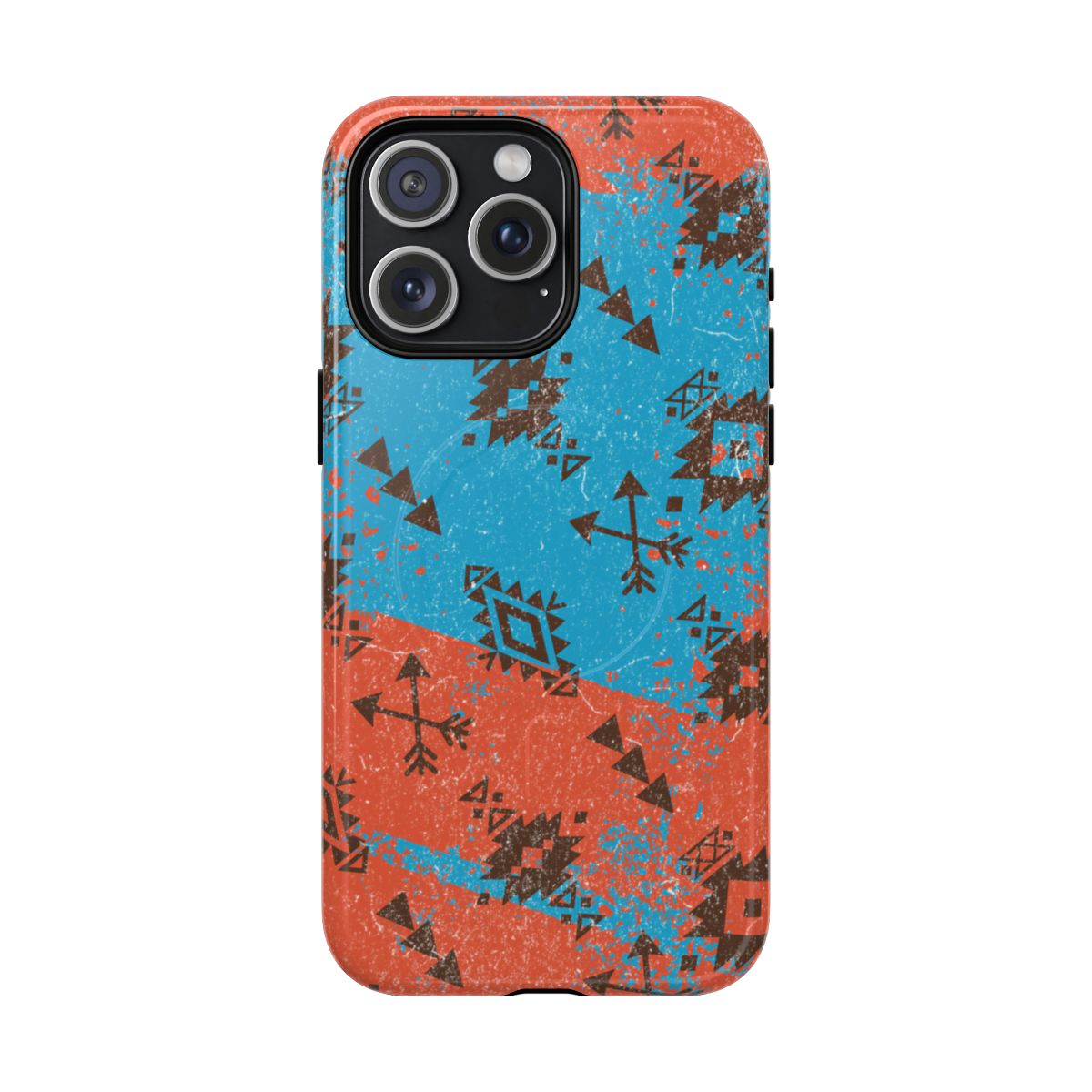 Orange Blue Aztec Grunge Magnetic Case