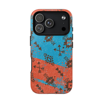 Orange Blue Aztec Grunge Magnetic Case